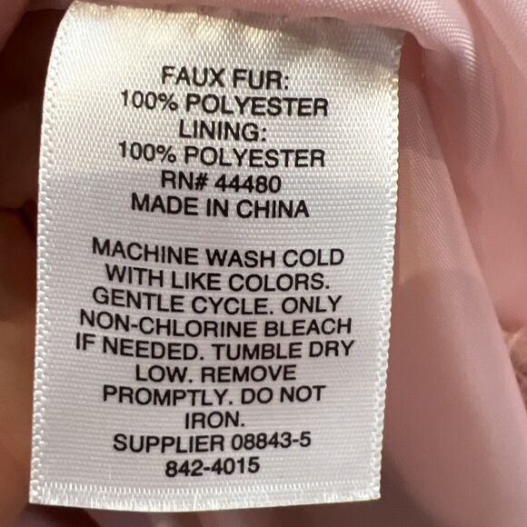 A.N.A. Womens Pink Faux Sheep Fur Hooded Jacket Vest Pockets Cozycore Large Coat - Picture 13 of 16